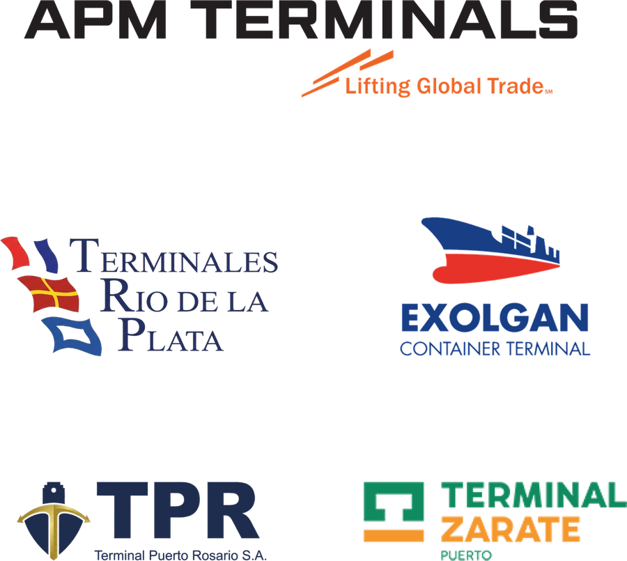 APM Terminals, Terminales Río de la Plata, Exolgan, TPR Terminal Puerto Rosario y Terminal Zárate